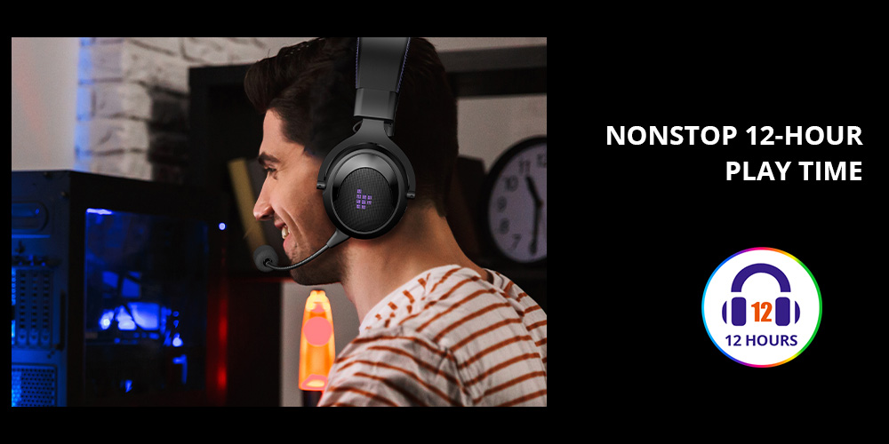 Беспроводная игровая гарнитура Tronsmart Shadow 2.4G - черный + фиолетовый