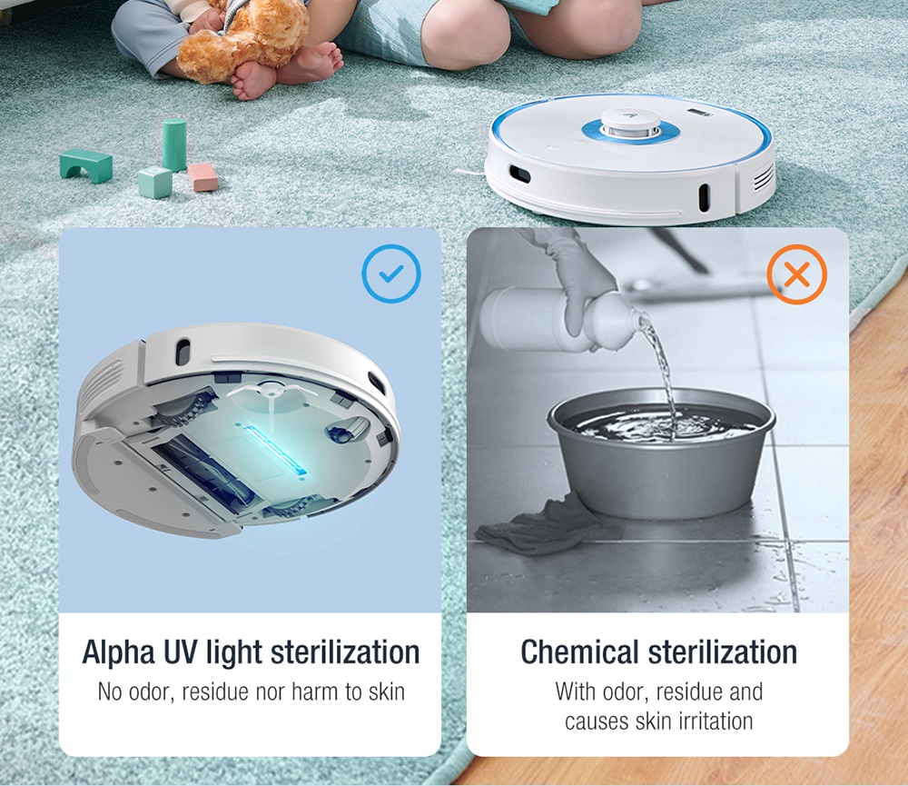 Xiaomi VIOMI Alpha UV Robot Vacuum Cleaner with Intelligent Dust Collector Integrated Sweeping and Mopping 2700Pa Powerful Suction 5200mAh Battery 220 Mins Running Time 250ml Electric Water Tank Mijia APP Control for Pets Hair, Carpets and Hard Floor - White