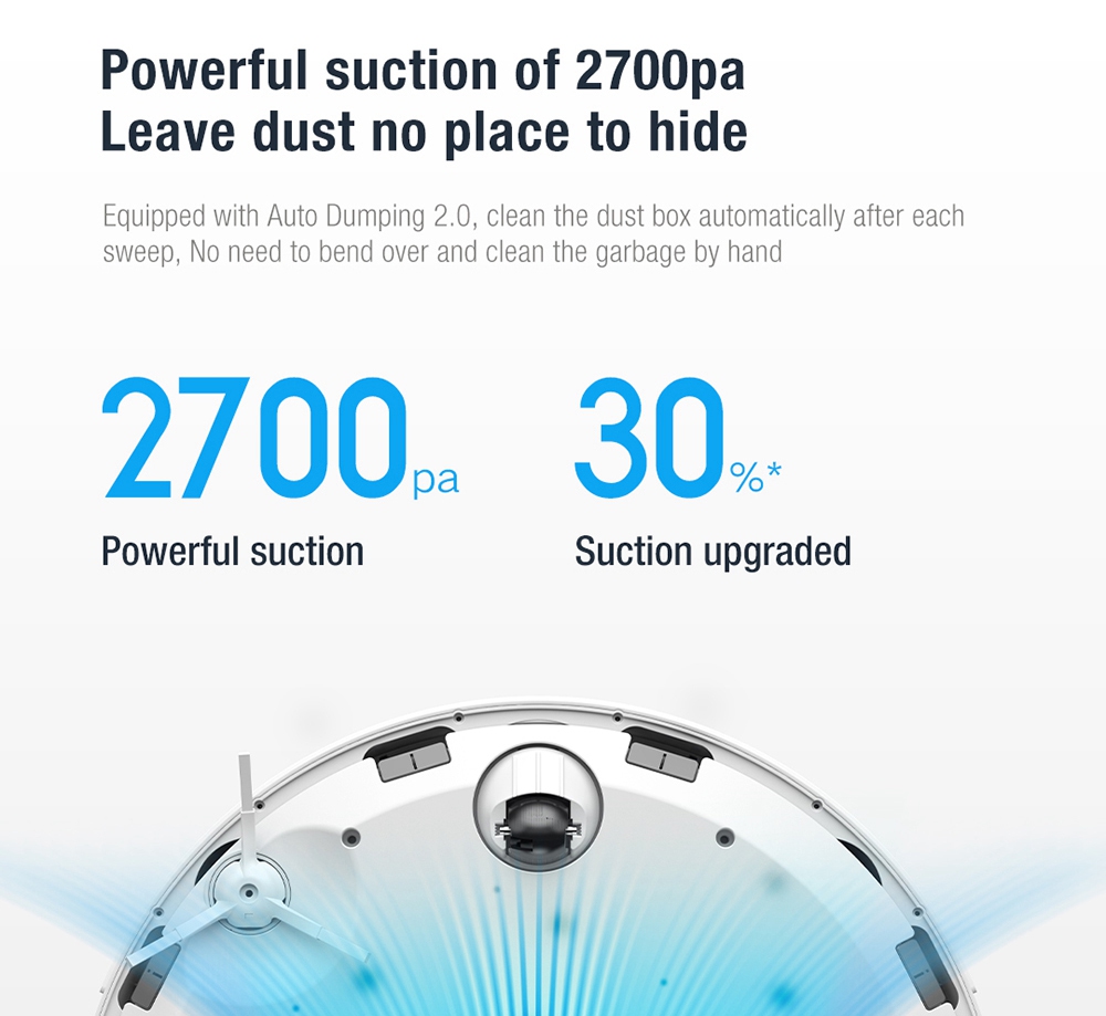Xiaomi VIOMI Alpha UV Robot Vacuum Cleaner with Intelligent Dust Collector Integrated Sweeping and Mopping 2700Pa Powerful Suction 5200mAh Battery 220 Mins Running Time 250ml Electric Water Tank Mijia APP Control for Pets Hair, Carpets and Hard Floor - White