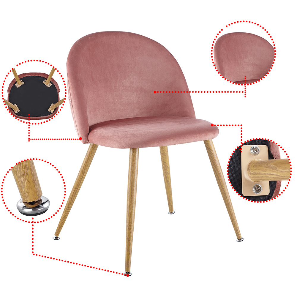 5 Pieces Dining Table Set, with 4 Backrest Chairs, for Pub, Kitchen, Bedroom, Living Room - Pink