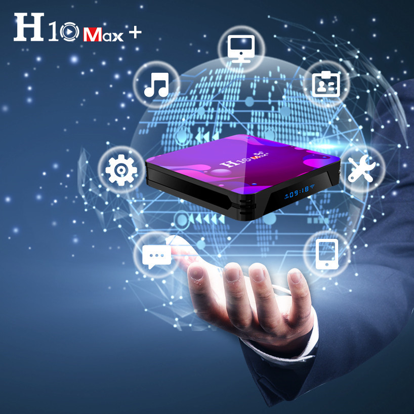 H10 MAX Android 10.0 Allwinner H616 6K TV Box 2GB/16GB Airplay USB2.0*3 WiFi LAN Google Play Youtube Netflix Facebook - Black