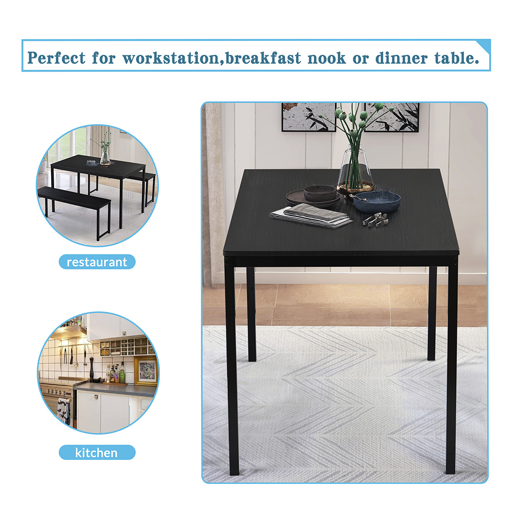 TOPMAX 3 Piece Bar Table Set with 2 Benches for Kitchen, Living Room, Bar, Restaurant - Black