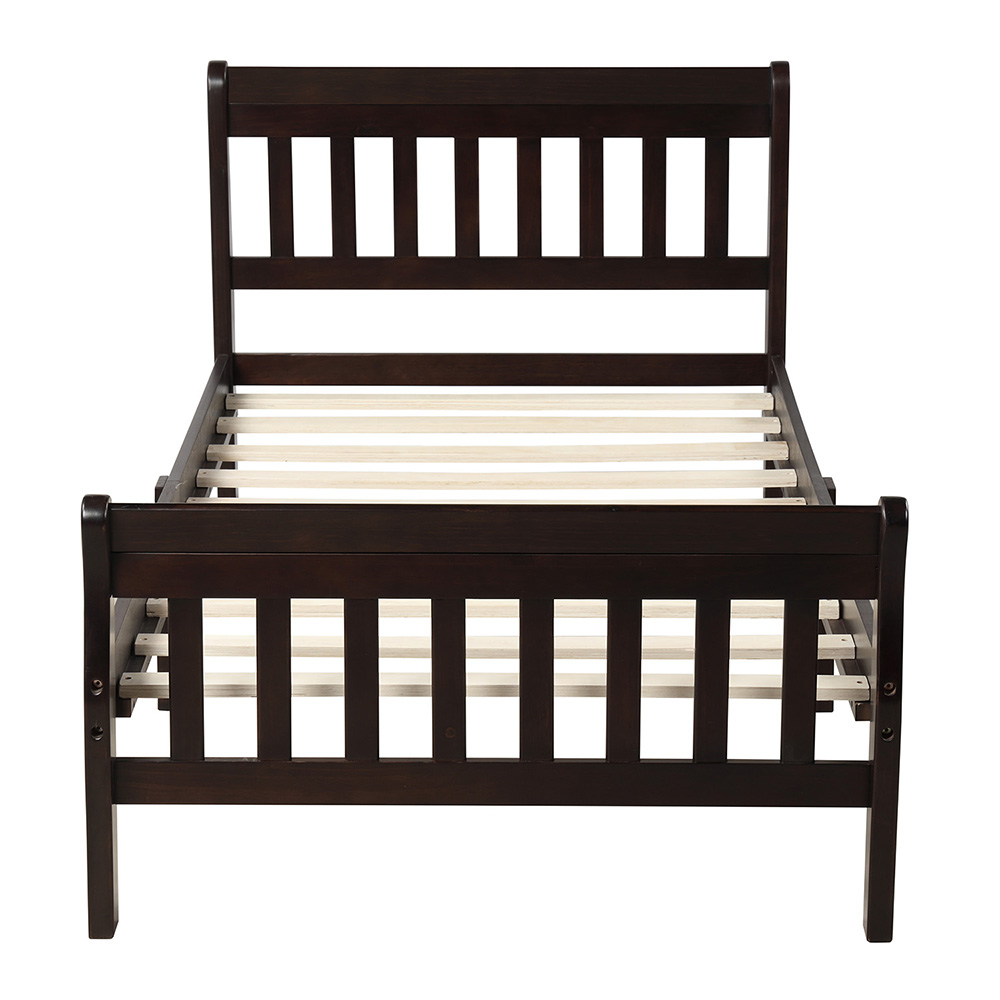 Twin Size Solid Wood Bed Frame with Headboard and Footboard - Espresso