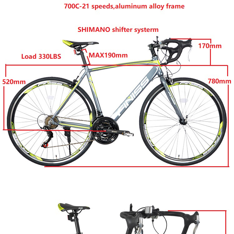 Finiss Road Bike Aluminum 700" 28C 21 Speed Green