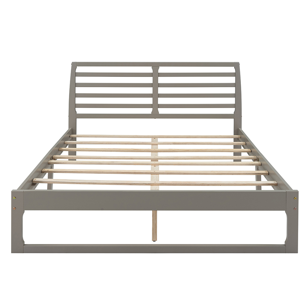 Queen Size Wooden Bed Frame Simple Modern Design with Headboard - Gray