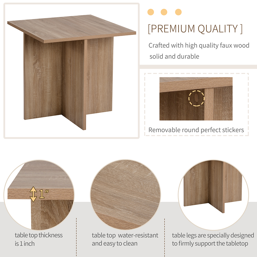 TREXM 5 Pieces Faux Wood Dining Table Set with 4 Storage Ottomans, for Kitchen, Living Room, Bedroom, Office - Beige