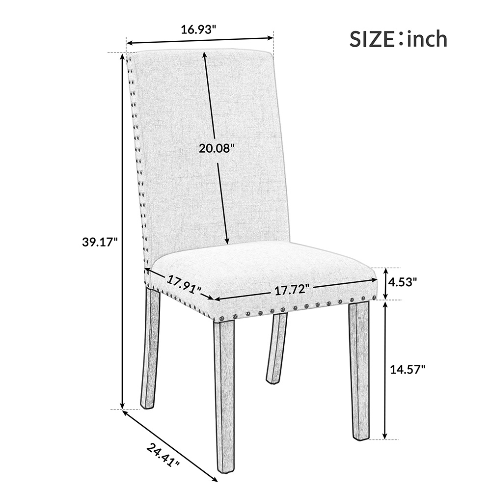 Orisfur Linen Upholstered Chair Set Of 2, With Copper Nails And Solid Wood Legs For Dining Room, Living Room, Bedroom, Office - Blue 10 Orisfur Linen Upholstered Chair Set of 2, with Copper Nails and Solid Wood Legs for Dining Room, Living Room, Bedroom, Office - Blue