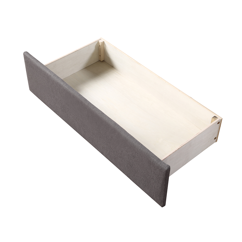 Twin Size Linen Upholstered Tufted Sofa Bed Wooden Frame with Two Storage Drawers and Armrests - Gray