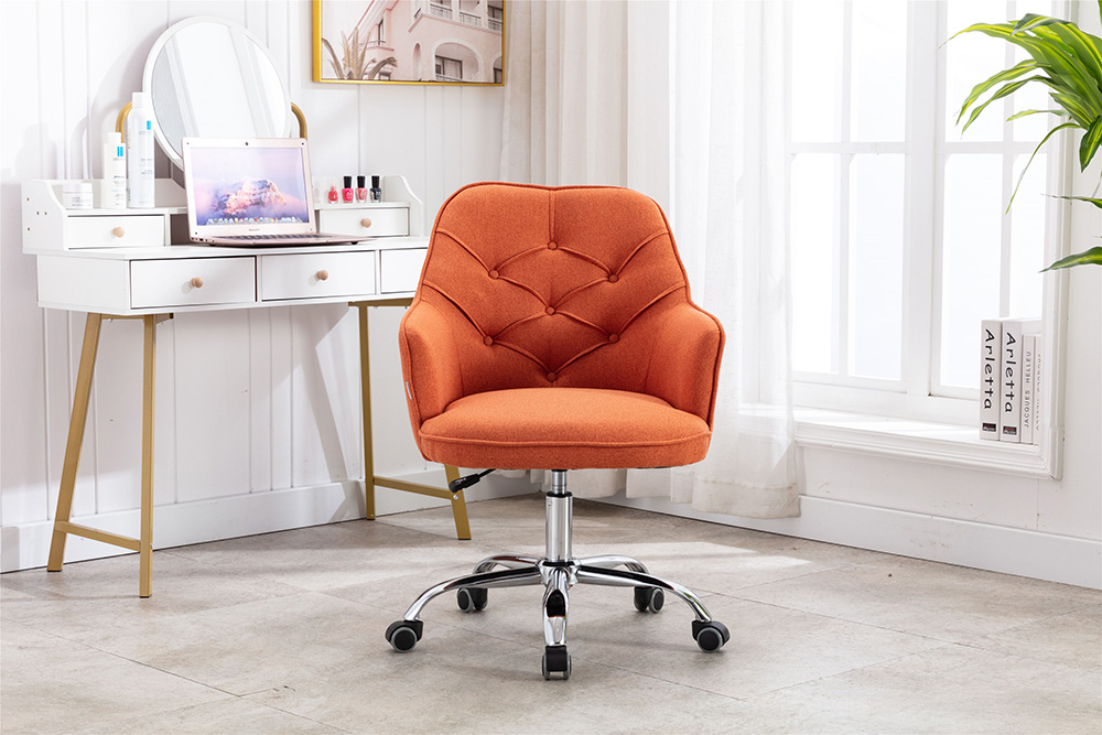 COOLMORE Keten Döner Sandalye Yüksekliği Ayarlanabilir Turuncu