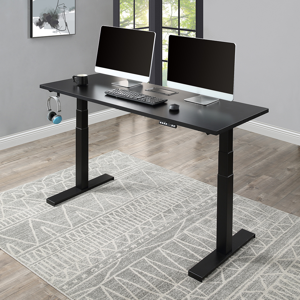 Home Office Standing Computer Desk Height Adjustable Electric Lifting System - Black