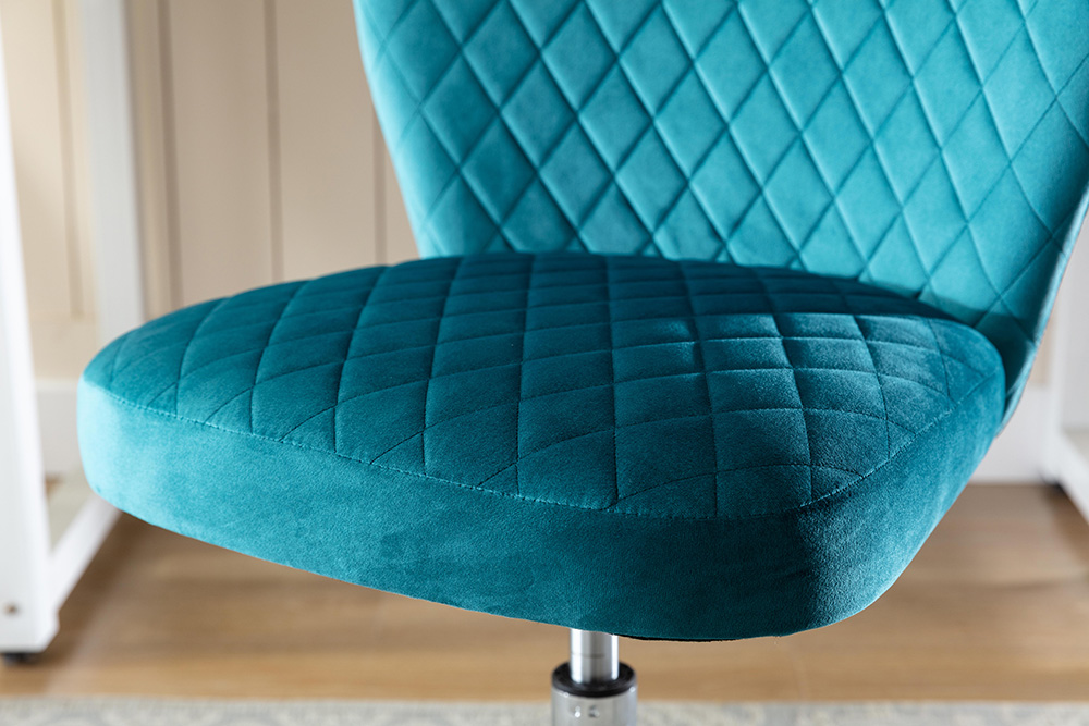 Home Office Velvet Swivel Chair Teal