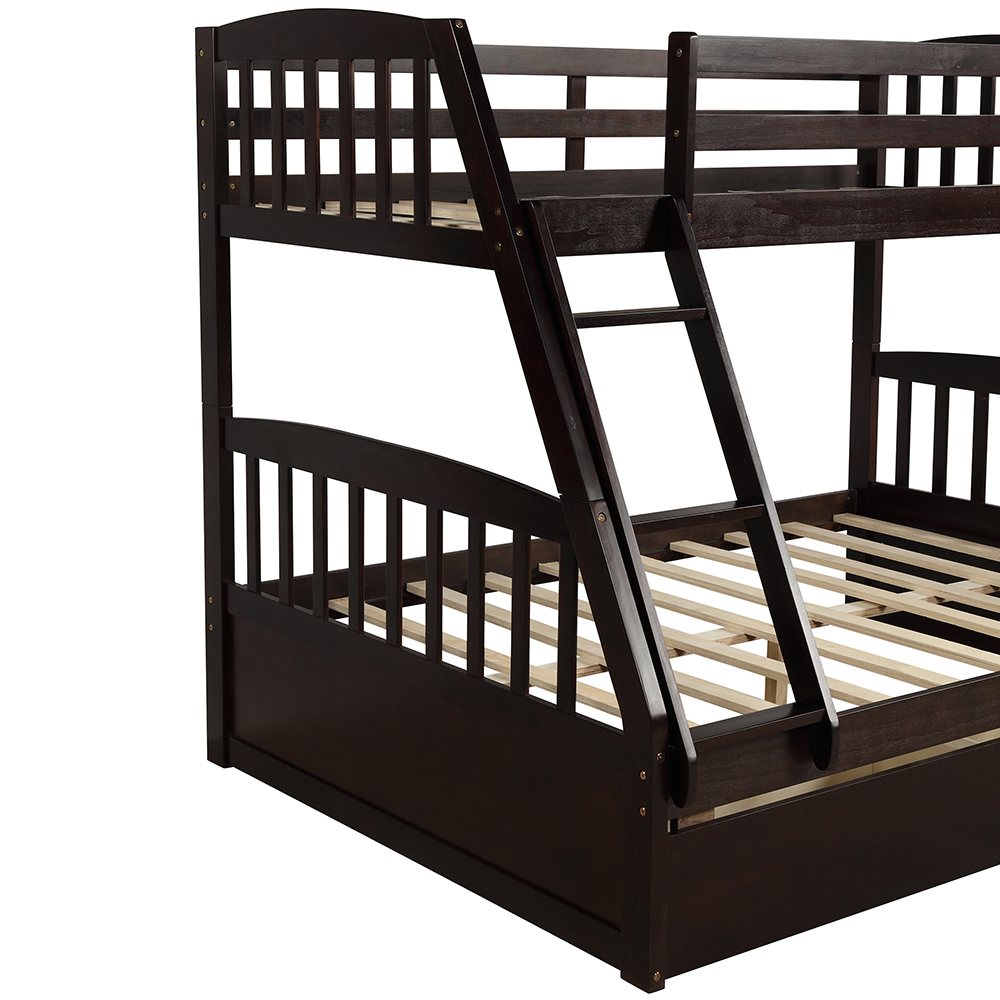 TOPMAX Solid Wood Bunk Bed with 2 Storage Drawers Espresso