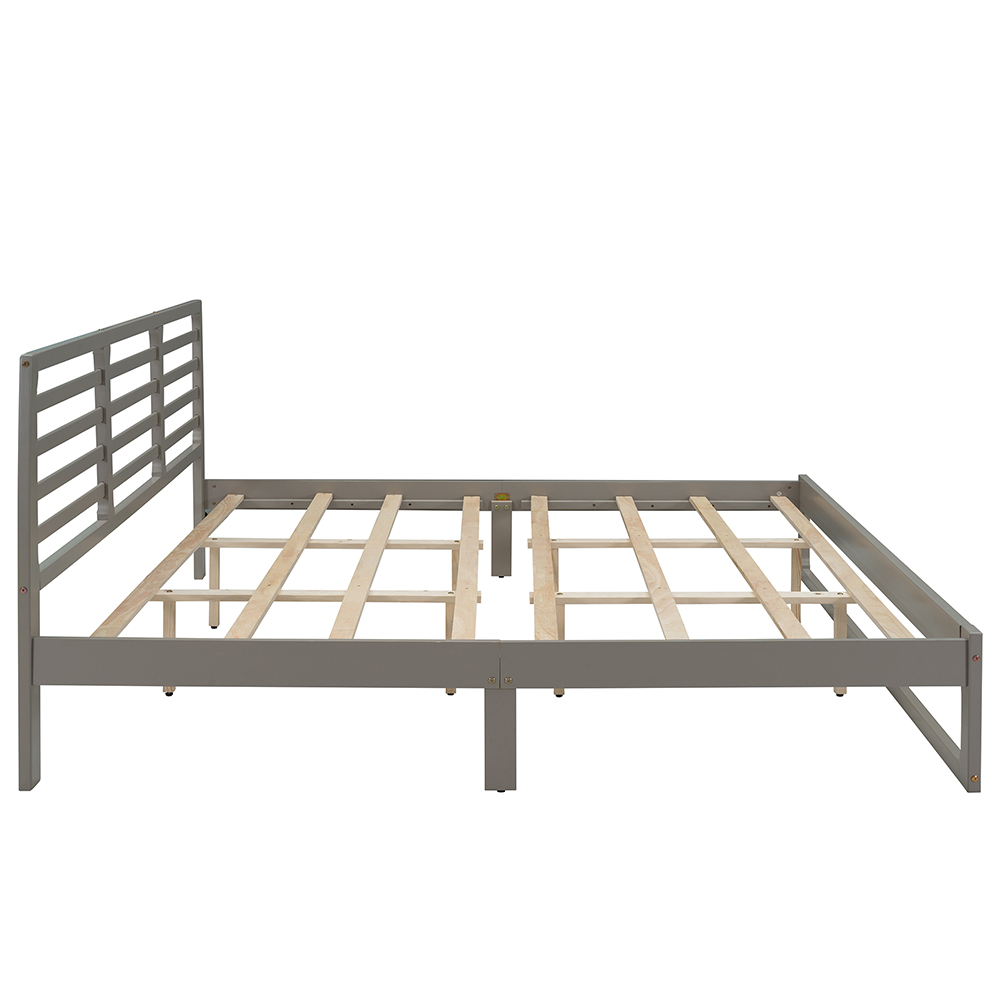 King Size Wooden Bed Frame Simple Modern Design Gray
