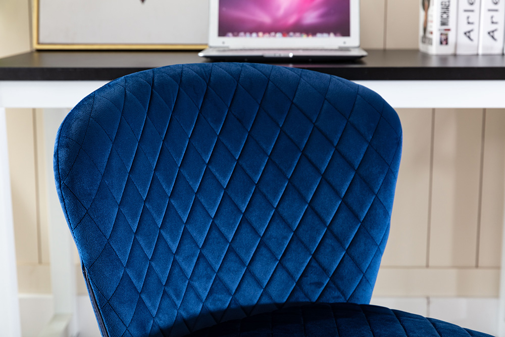 Home Office Velvet Swivel Chair Height Adjustable with Curved Backrest and Casters for Living Room, Bedroom, Office - Navy
