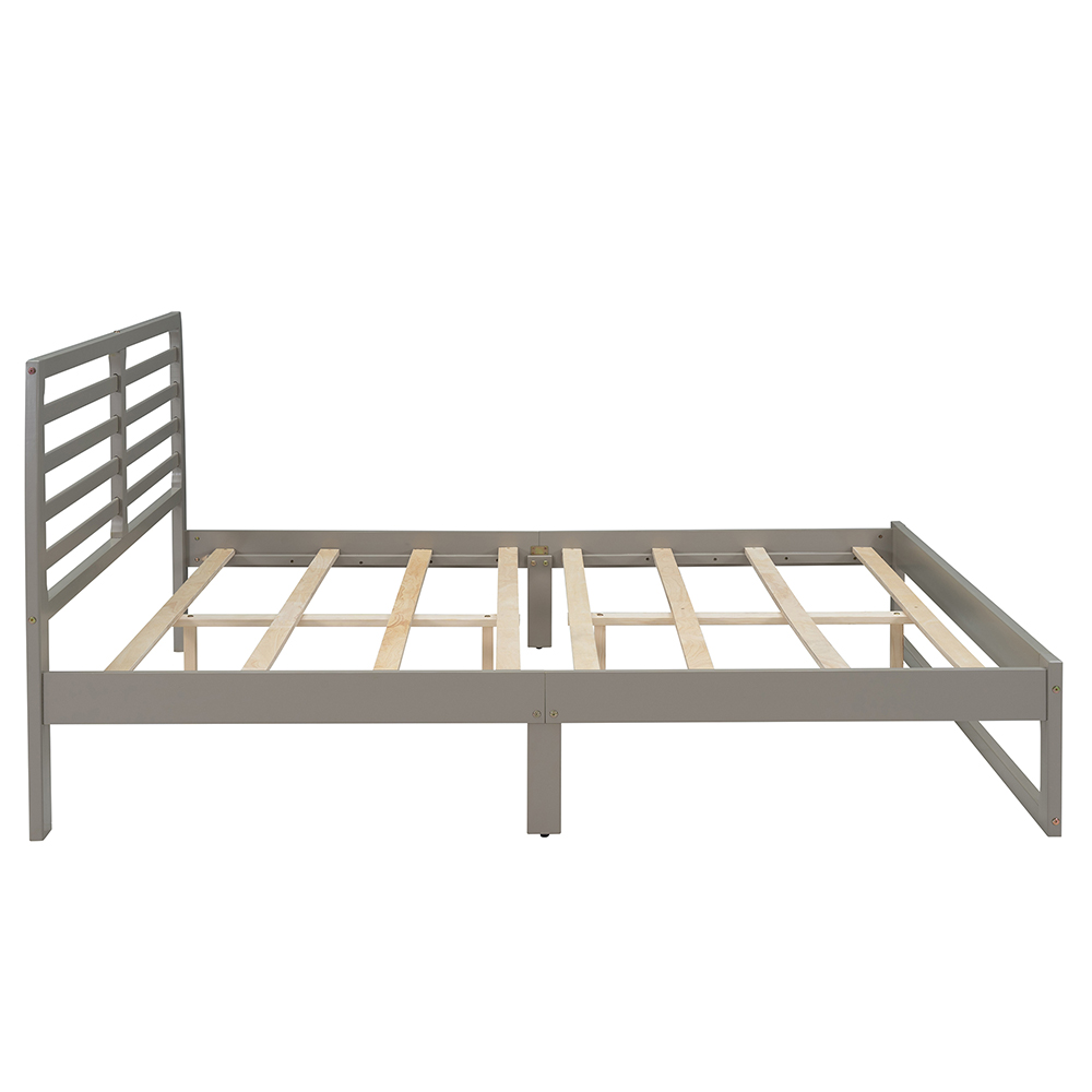 Queen Size Wooden Bed Frame Simple Modern Design Gray