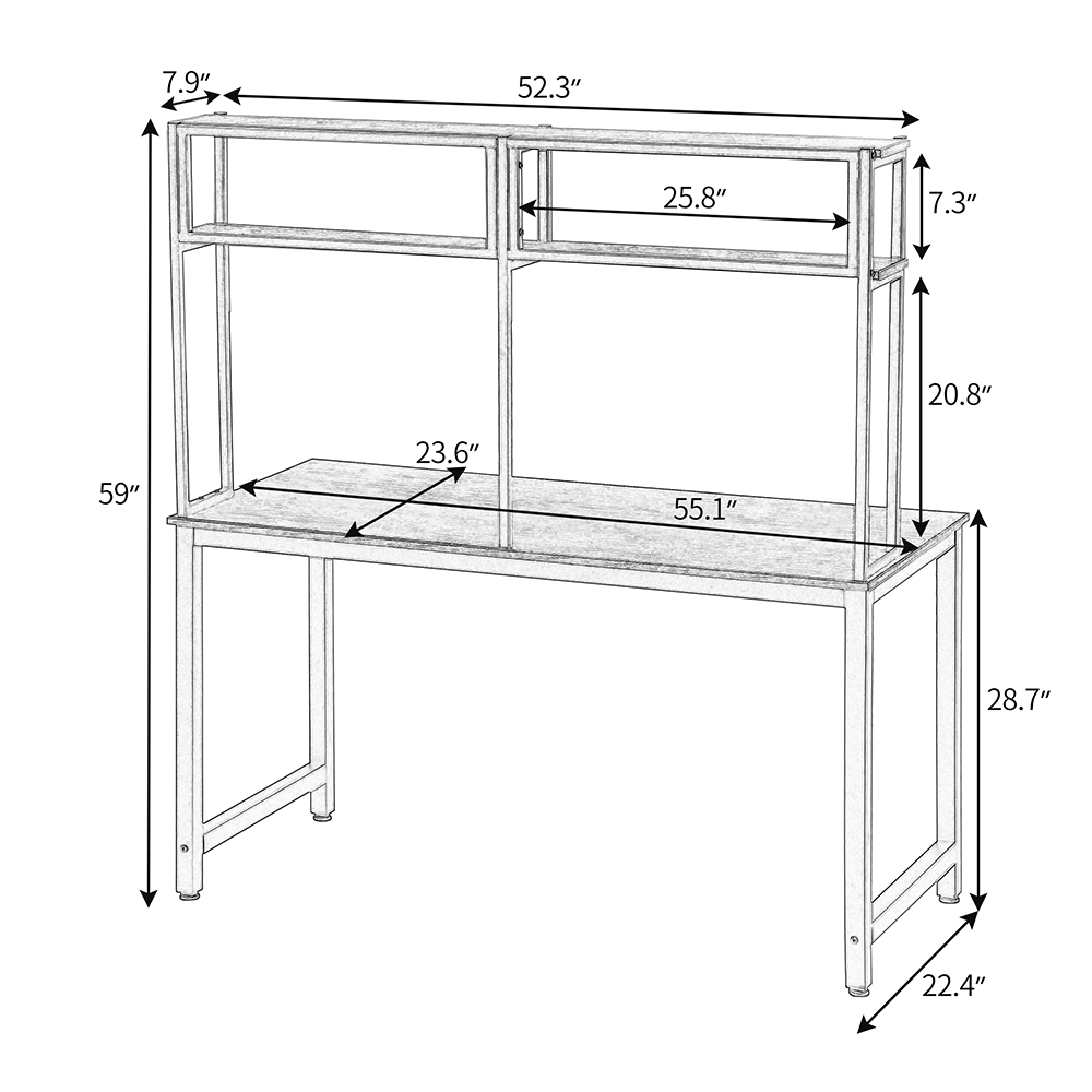 Home Office Computer Desk with Three-dimensional Shelf - Brown