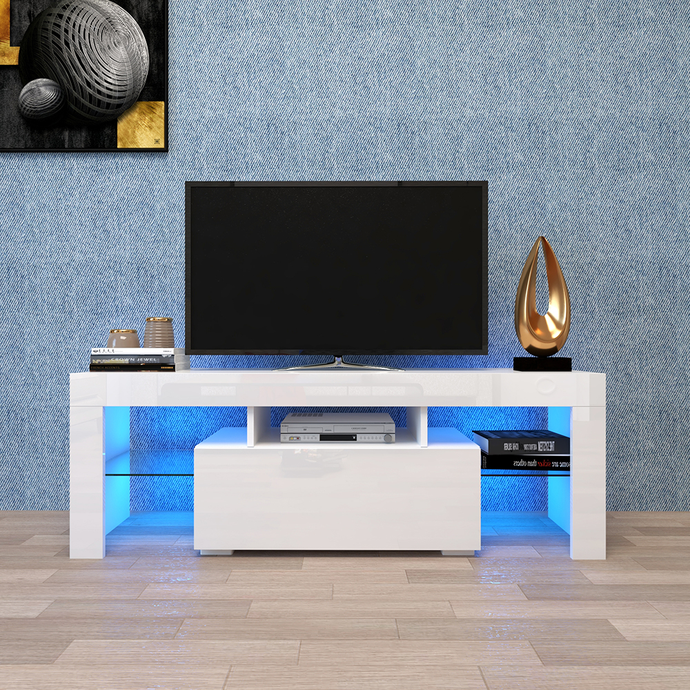 51" TV Stand with LED RGB Lights, Suitable for Placing TVs up to 55" - White