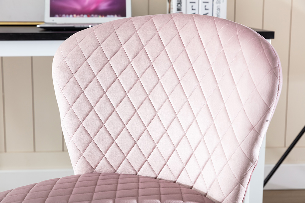 Home Office Velvet Swivel Chair Height Adjustable with Curved Backrest and Casters for Living Room, Bedroom, Office - Pink
