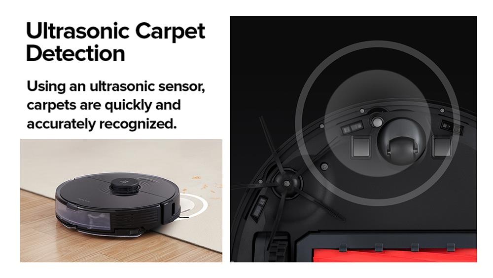 Roborock S7 Robot Vacuum Cleaner with Sonic Mopping Auto Mop Lifting 2500Pa Powerful Suction LiDAR Navigation Ultrasonic Carpet Recognition 5200mAh Battery 470ml Dustbin 300ml Water Tank APP Control for Pets Hair, Carpets and Hard Floor - Black