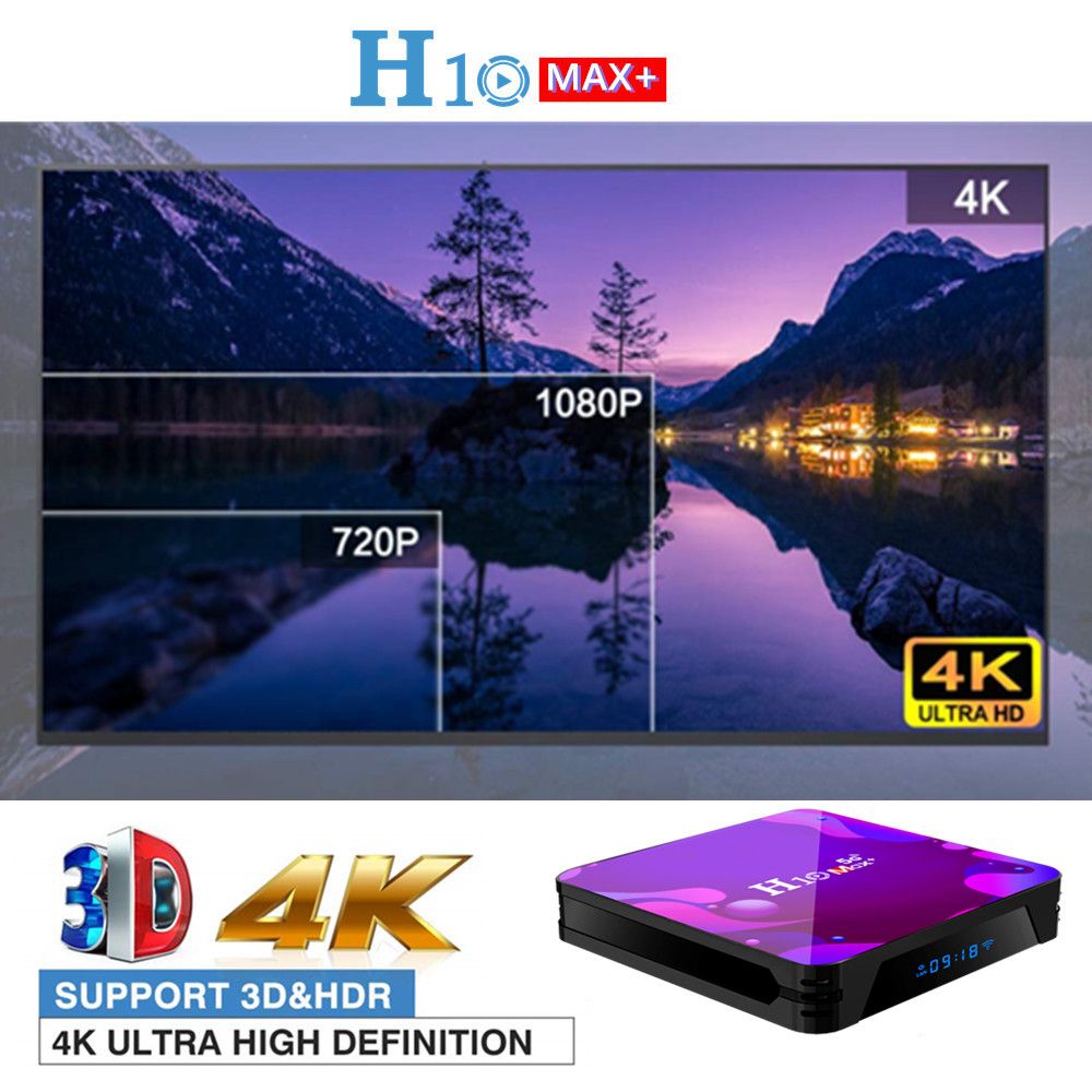H10 MAX Android 10.0 Allwinner H616 6K TV Box 2GB/16GB Airplay USB2.0*3 WiFi LAN Google Play Youtube Netflix Facebook - Black