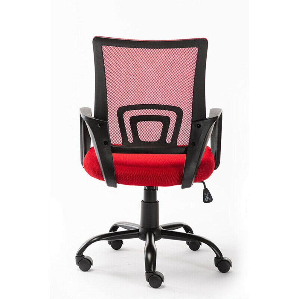 Home Office Mesh Swivel Chair Adjustable Height with Armrests and Ergonomics Backrest - Red