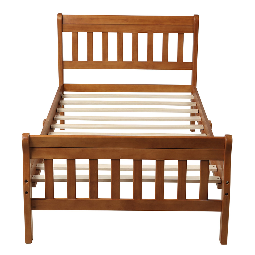 Twin Size Solid Wood Bed Frame with Headboard and Footboard - Oak