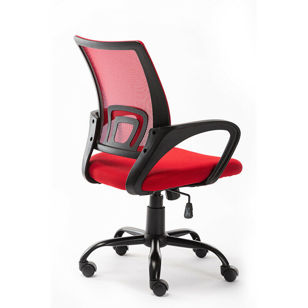 Home Office Mesh Swivel Chair Adjustable Height with Armrests and Ergonomics Backrest - Red
