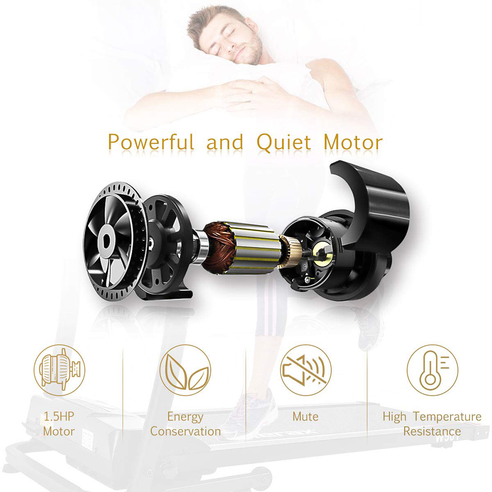 Merax Electric Folding Treadmill Easy Assembly Fitness Motorized Running Jogging Machine 1.5HP Motor 12 Preset Programs Fitness Training Gym Equipment, Exercise Indoor & Outdoor Large LCD Display - Black