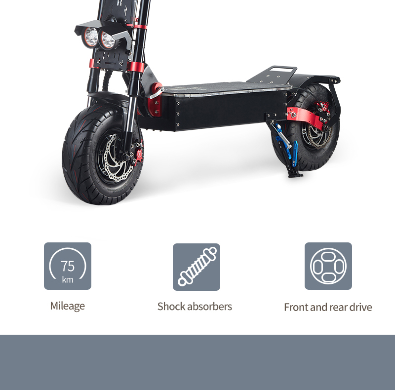 OBARTER X5 Folding Electric Sport Scooter 13" Off-road tyre 2800W x2 Brushless Motor 60V 30Ah Battery BMS 3 Speed Modes Oil Disc Brake Max Speed 85KM/h LED Display 65km-75km Long Range - Black