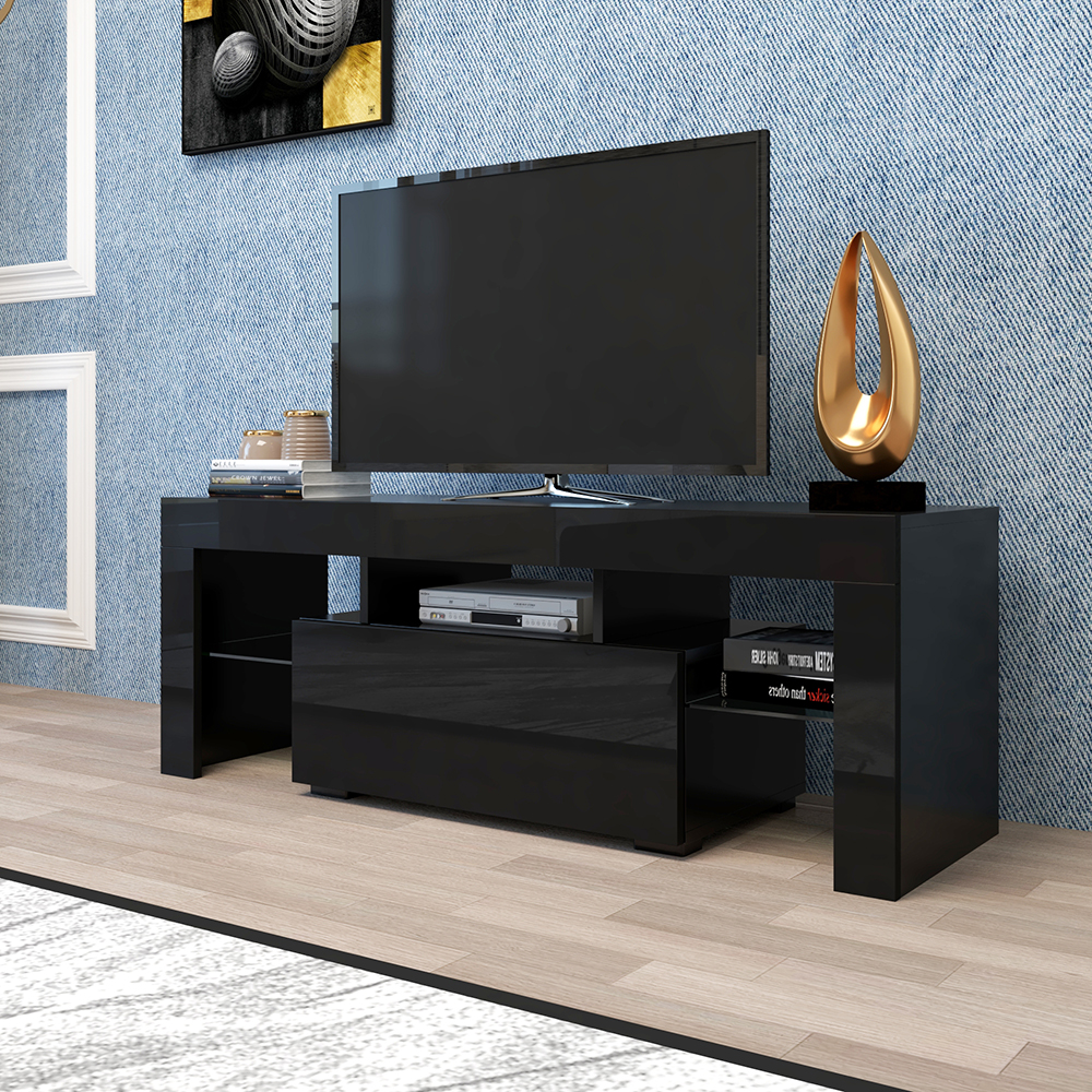 51" TV Stand with LED RGB Lights, Suitable for Placing TVs up to 55" - Black