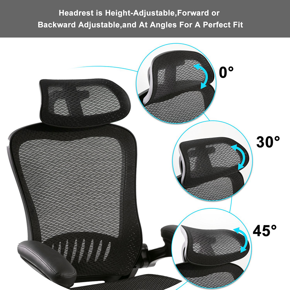 Home Office Ergonomic Mesh Computer Chair Reclining High-back Swivel Chair for Teenagers and Adults - Black