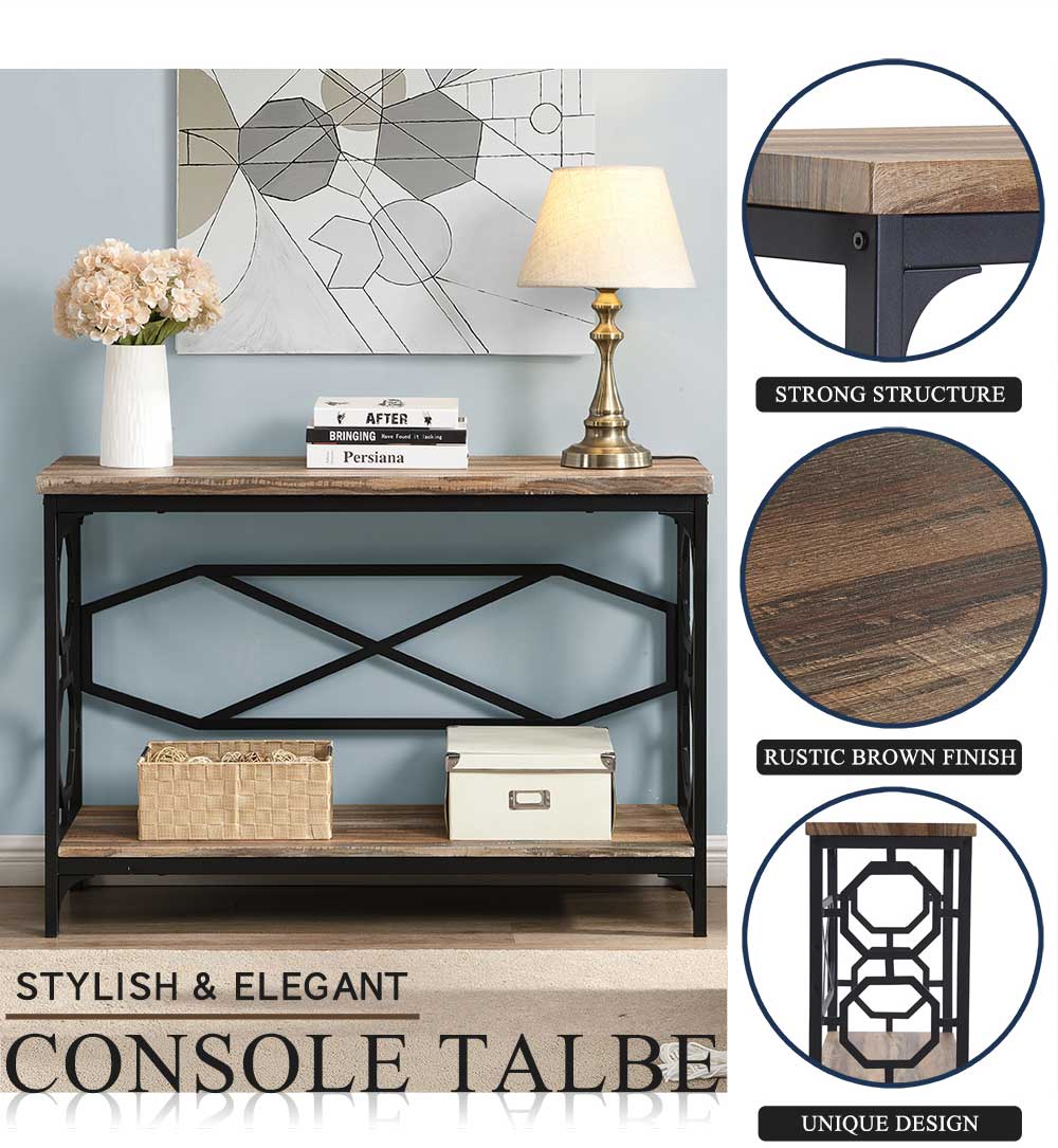 Home Office Corridor Entrance Console Table Storage Shelf Beige