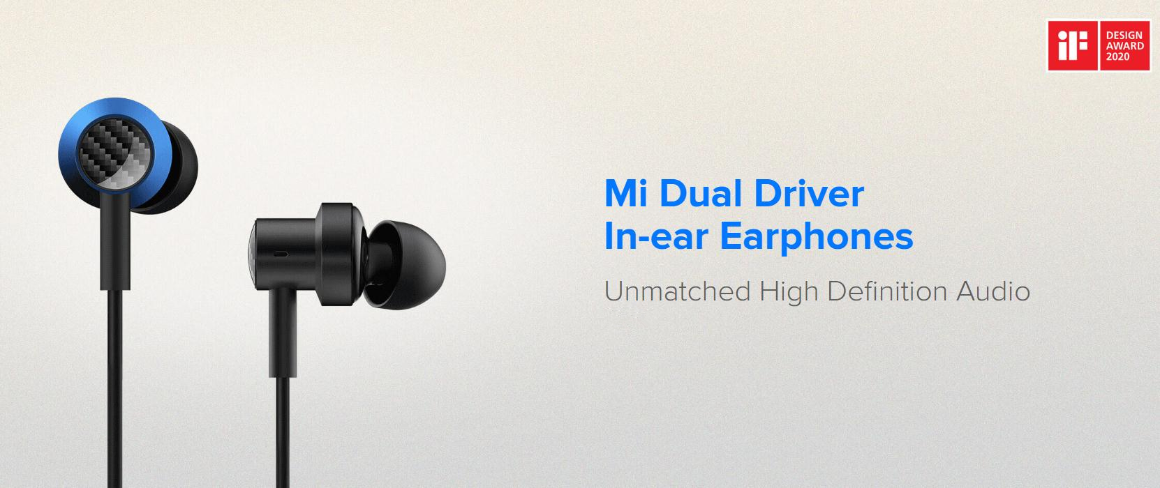 Xiaomi 3.5mm Dual Dynamic Drivers Earphones HiFi Deep Bass Wired Control Magnetic Earbuds with Mic - Blue