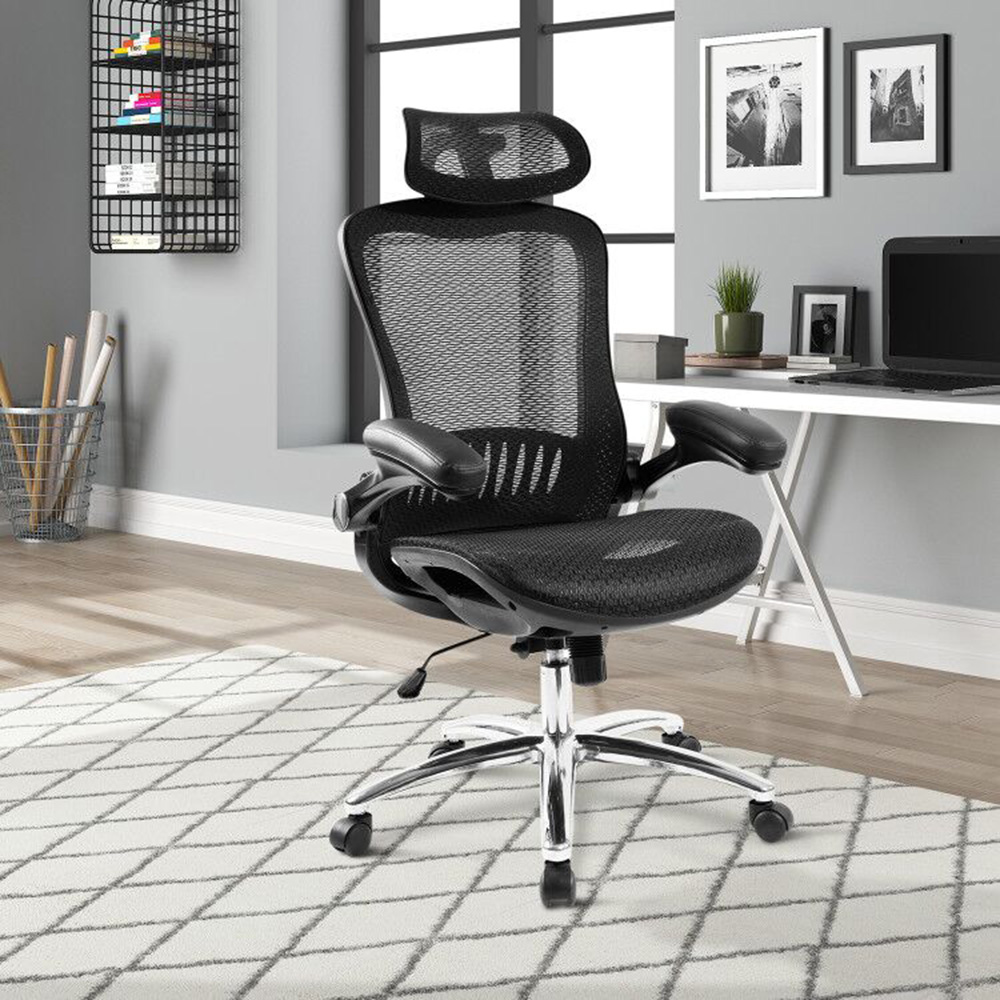 Home Office Ergonomic Mesh Computer Chair Reclining High-back Swivel Chair for Teenagers and Adults - Black