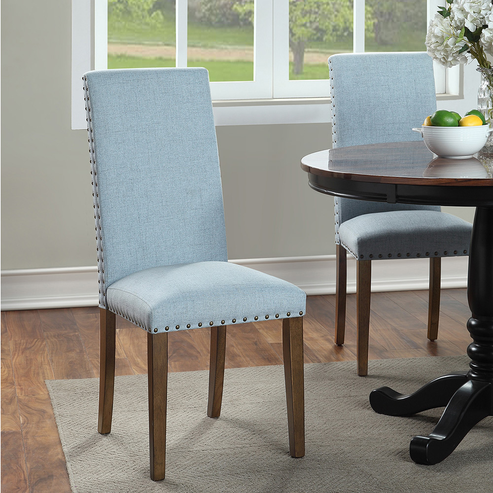 Orisfur Linen Upholstered Chair Set Of 2, With Copper Nails And Solid Wood Legs For Dining Room, Living Room, Bedroom, Office - Blue 9 Orisfur Linen Upholstered Chair Set of 2, with Copper Nails and Solid Wood Legs for Dining Room, Living Room, Bedroom, Office - Blue