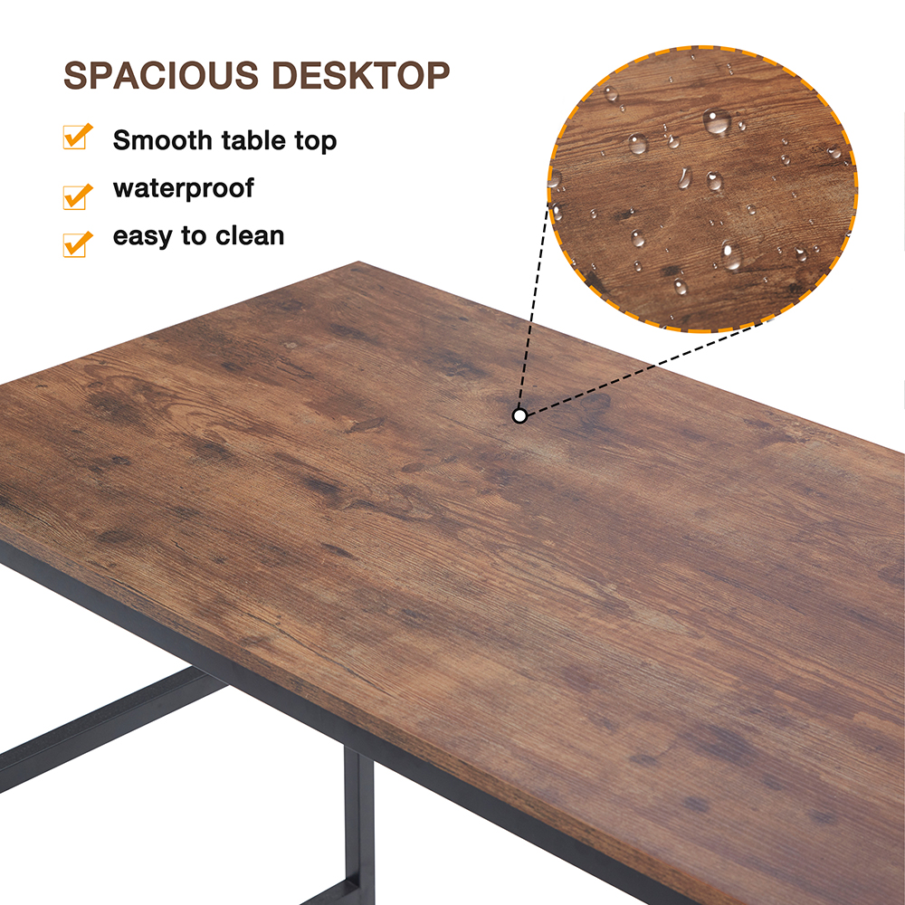 Home Office Dual Person Computer Desk with Two-layer Shelf and CPU Bracket - Brown