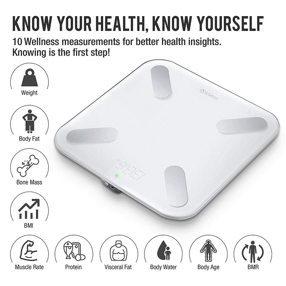 YUNMAI X Smart Bluetooth Body Fat Scale Rechargeable Battery APP Control - White