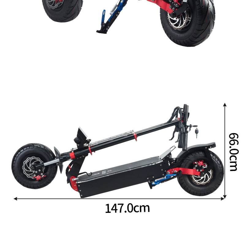 OBATER X5 Scooter de sport électrique pliant 13" Pneu tout-terrain 2800W x2 Moteur sans balais Batterie 60V 30Ah BMS 3 Modes de vitesse Frein à disque à huile Vitesse maximale 85KM/h Affichage LED 65km-75km Longue portée - Noir