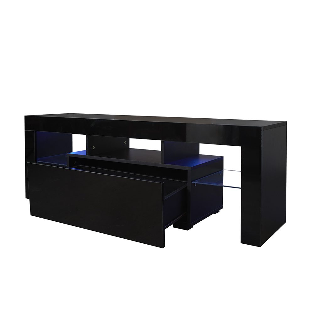 51" TV Stand with LED RGB Lights, Suitable for Placing TVs up to 55" - Black