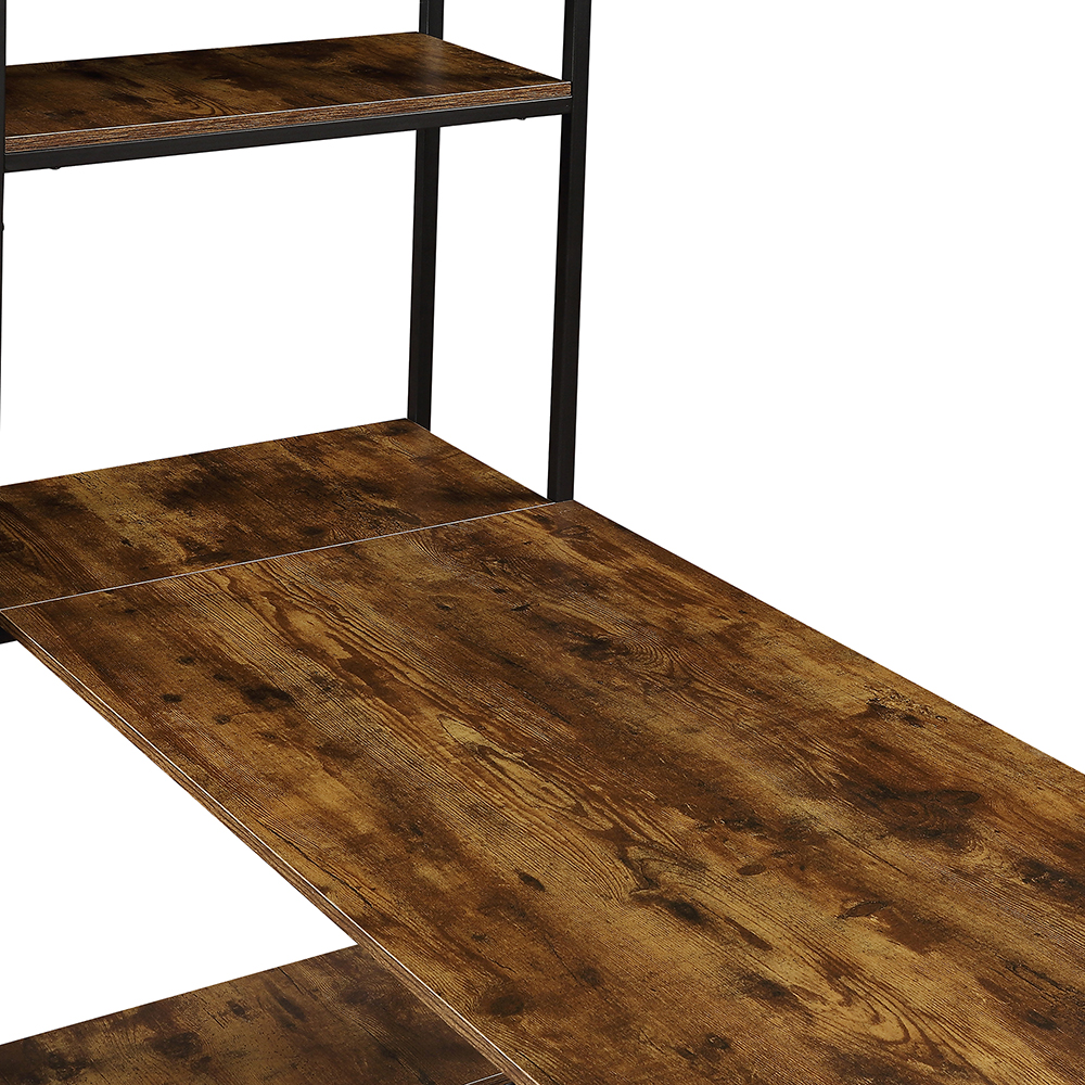 Home Office 29.5" Height Computer Desk with Multiple Storage Shelves & CPU Bracket, MDF Board Solid Metal Frame - Brown