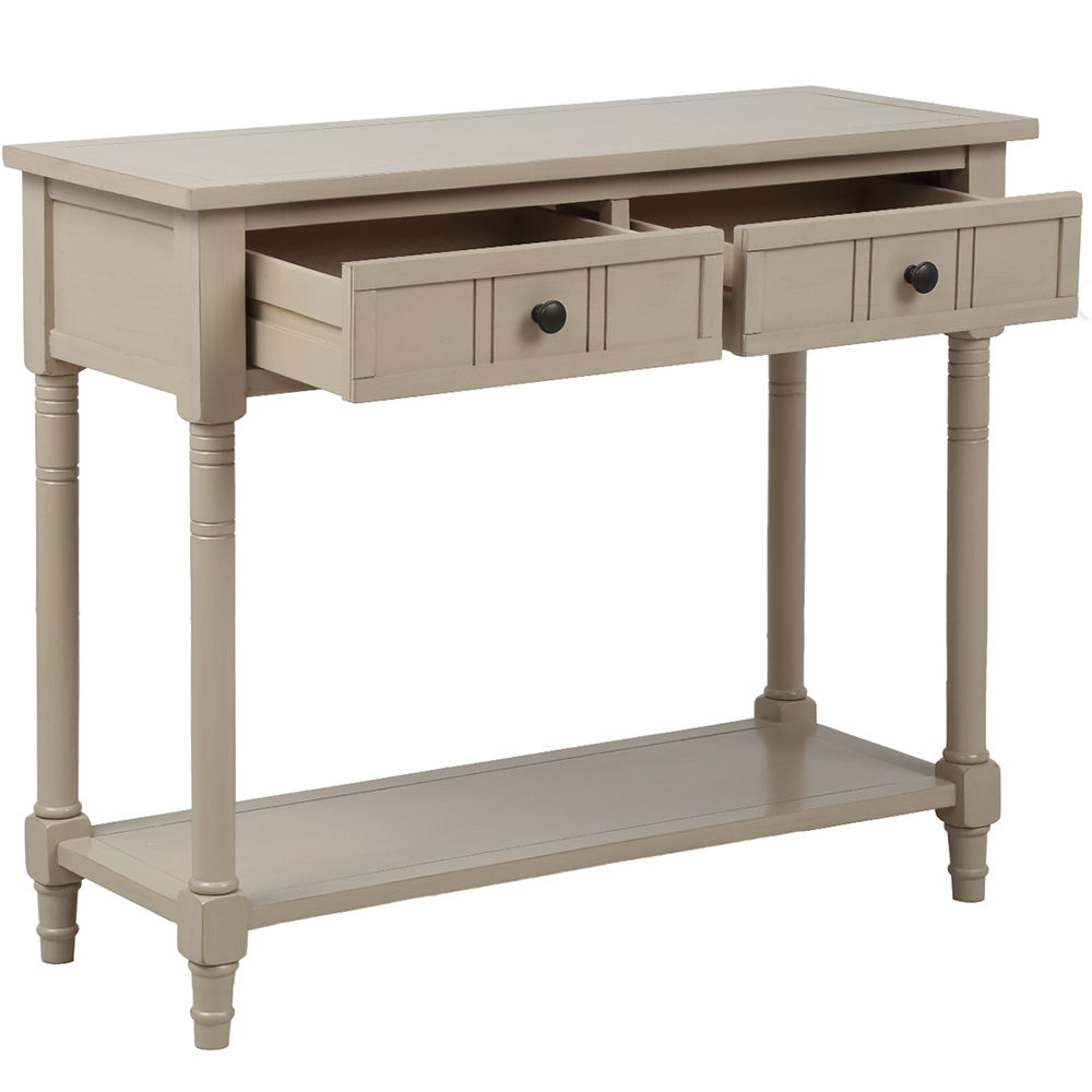 TREXM 35'' Console Table with 2 Storage Drawers, and Bottom Shelf, for Entrance, Hallway, Dining Room, Kitchen - Retro Grey