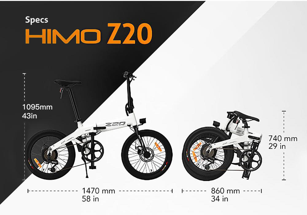 HIMO Z20 Folding Electric Bicycle 20 Inch Tire 250W DC Motor Up To 80km Range 10Ah Removable Battery Shimano 6-speed Transmission Smart Display Dual Disc Brake Europe Version - White