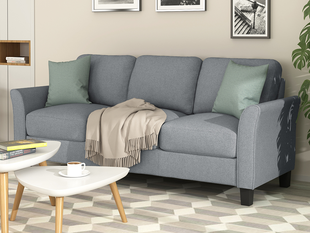 3-seat + 2-seat + 1-seat Linen Upholstered Sofa Set, for Living Room, Bedroom, Office, Apartment - Grey
