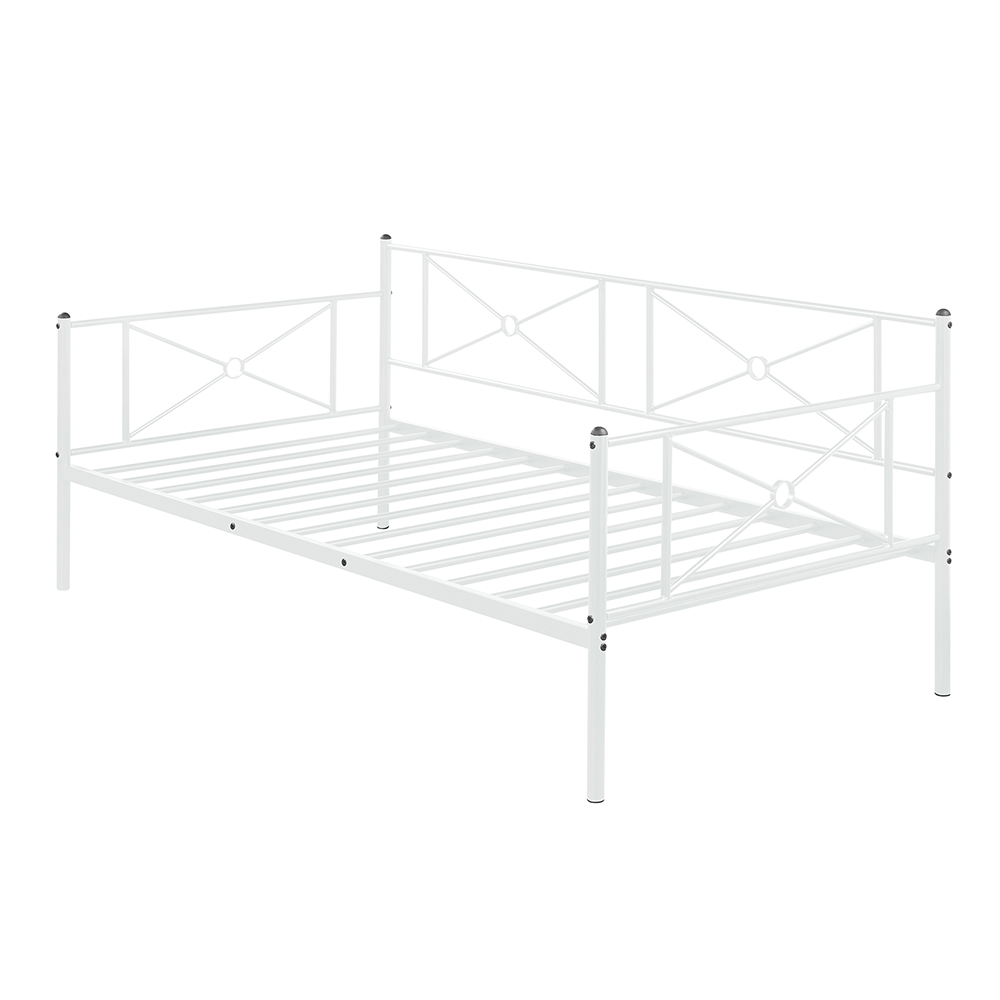 Twin Size Metal Sofa Bed Frame with Steel Slats for Living Room, Bedroom, Office, Apartment (Frame Only) - White