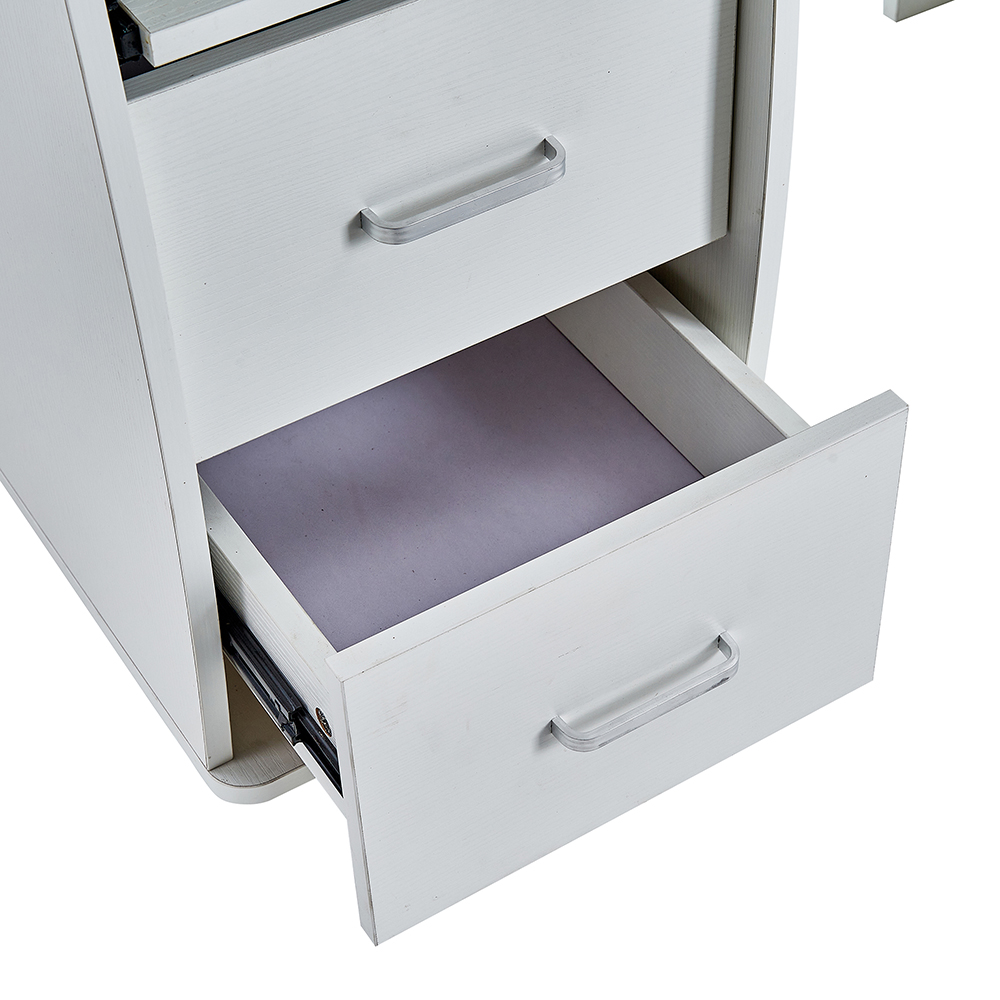 Home Office D&N Solid Wood Computer Desk with 2 Storage Drawers and CPU Tray - White