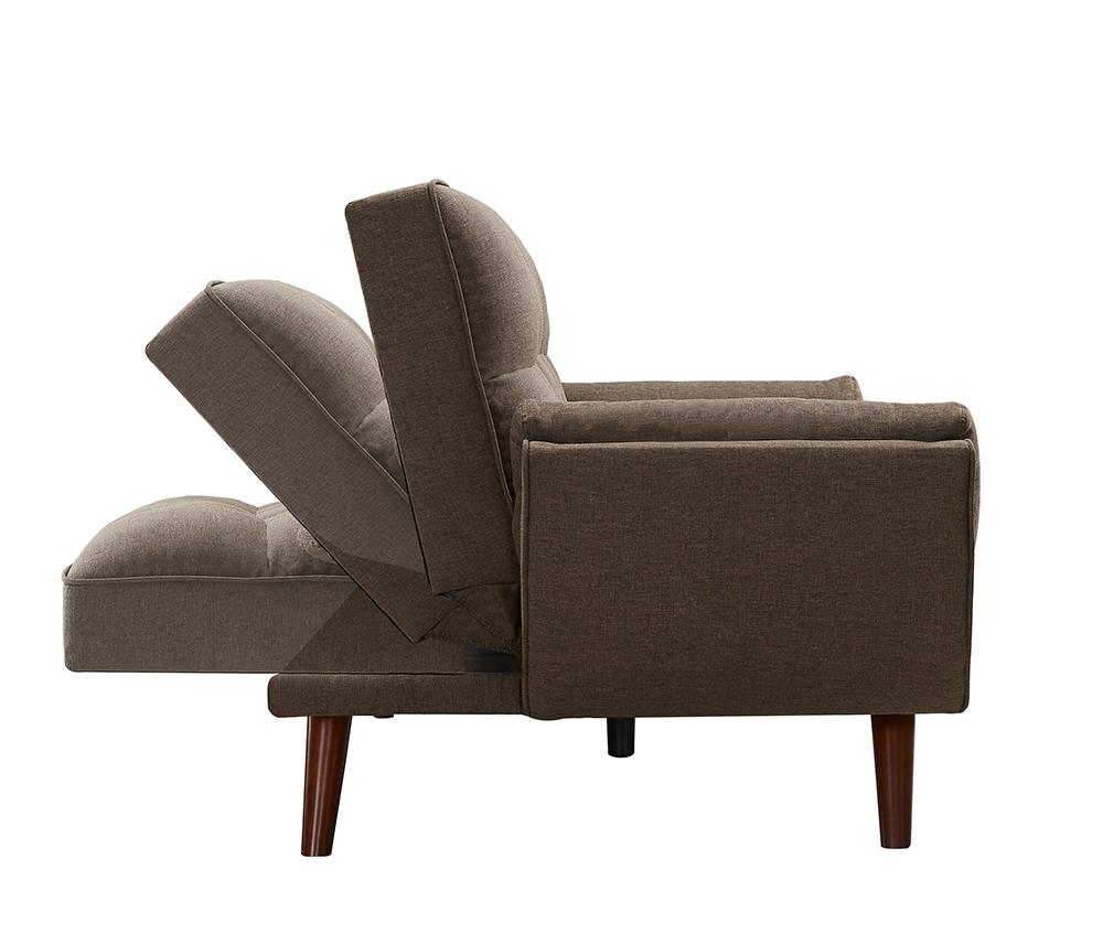93" Linen Fabric Upholstered Sofa Bed with Adjustable Backrest Brown