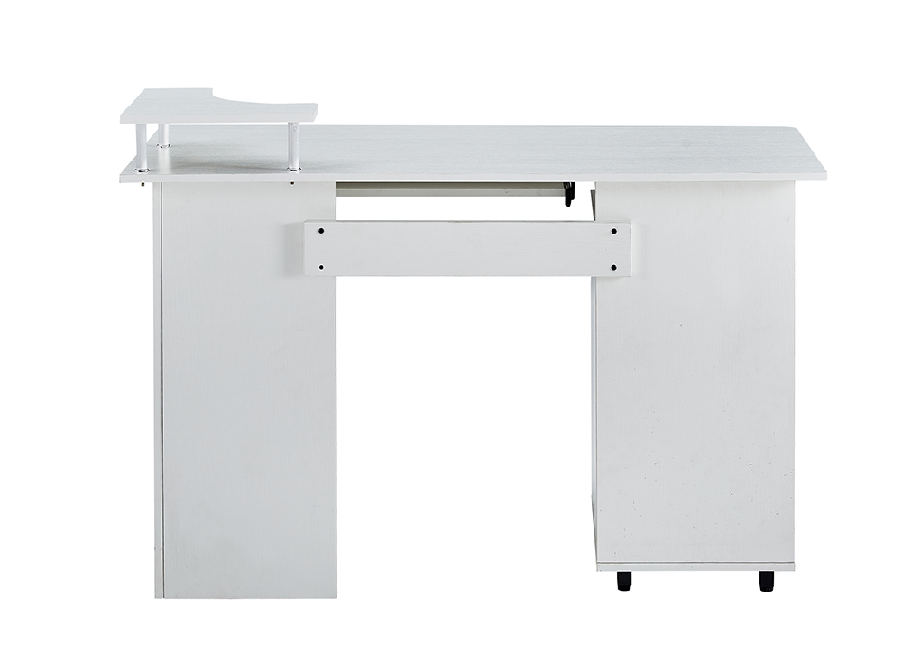 Home Office D&N Solid Wood Computer Desk with 2 Storage Drawers and CPU Tray - White