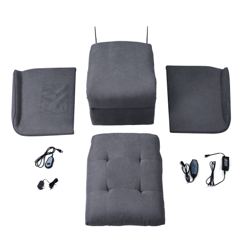 Orisfur Polyester Fabric Elderly Massage Lift Recliner with Remote Control for Office, Home Theater, Living Room - Dark Grey