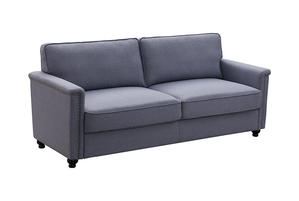 3-Seat Polyester Fabric Upholstered Sofa Set with Armrests and Backrest for Living Room, Bedroom, Office, Apartment - Gray