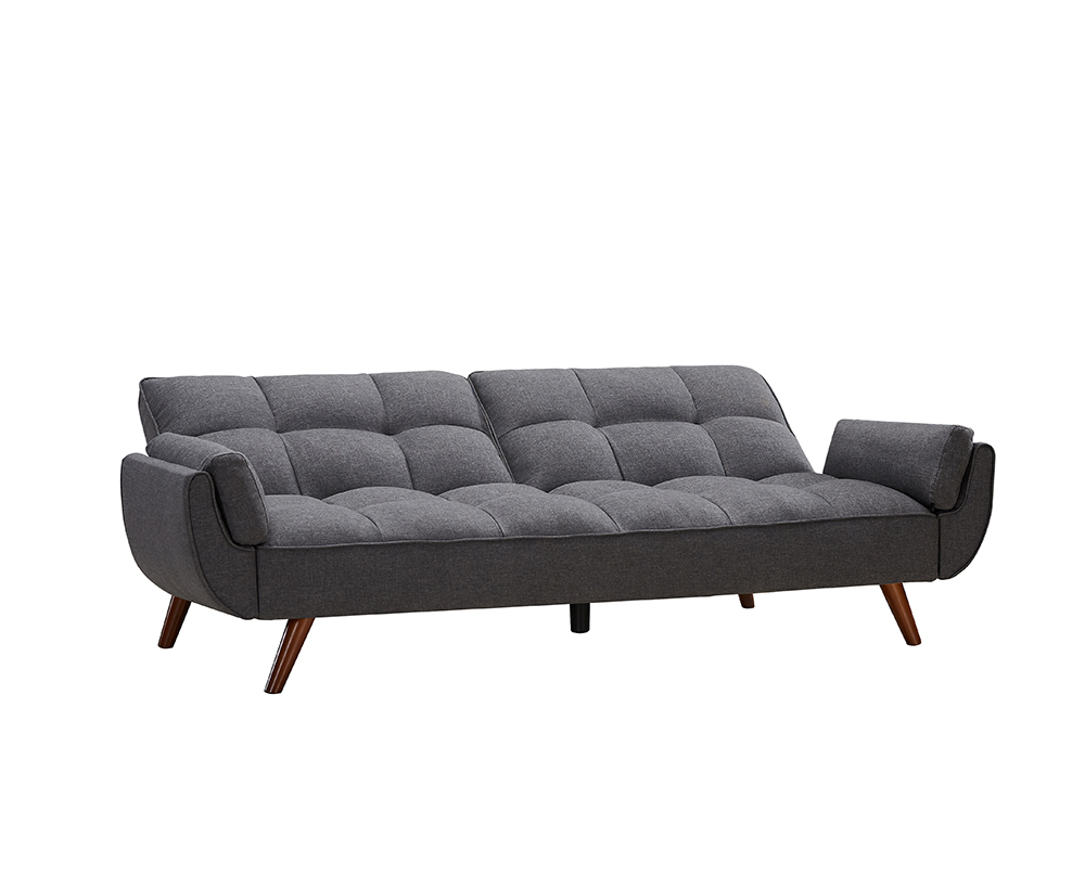 93" Linen Fabric Upholstered Sofa Bed with Adjustable Backrest Gray